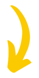Yellow arrow facing down on white background